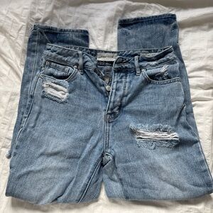 adidas Women's Blue Distressed Boyfriend Jeans